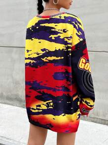 SHEIN Coolane 全印花落肩 T 卹 - 紅色 - 查看 2