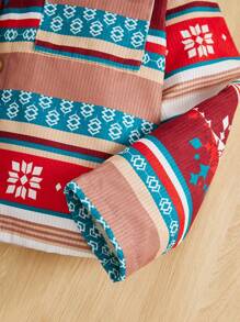 SHEIN Cô gái Tween In Địa lý Lót Teddy Áo khoác - Nhiều màu - Xem 6