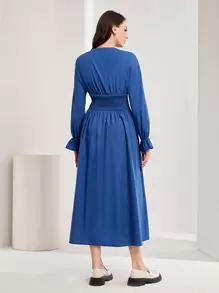 Mulvari Vestido de mujeres unicolor elegante de cintura con cordón