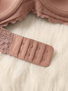 Floral Lace Underwire Bra Lingerie - Dusty Pink - View 6