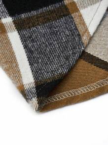 SHEIN LUNE 大碼格紋印花腰帶喇叭下擺洋裝 - 彩色 - 查看 4