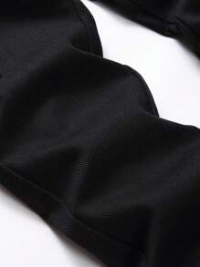 Pantalones cargo de mezclilla de unicolor informales para niño preadolescente - Negro - Ver 5
