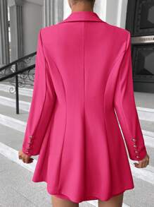 SHEIN Privé 素色吊帶上衣&開衩短裙&雙排釦西裝外套 - 玫紅色 - 查看 2