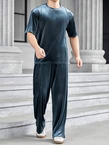 GENTILAND 男士腰部抽繩斜口袋長褲 - 灰色 - 查看 3