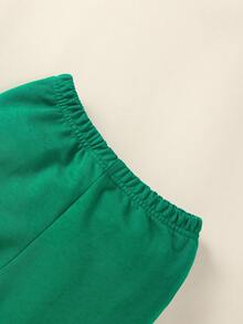 Đứa bé gái Đồ họa Chữ cái Áo len & Quần nỉ - Màu xanh lá cây đậm - Xem 5