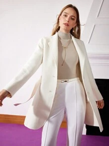 MOTF PREMIUM BELTED WOOL-BLEND COAT - White - View 9