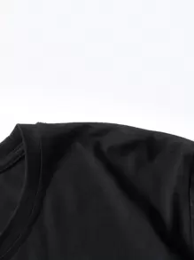 ROMWE MEN Anime Men Car & Letter Graphic Y2k T-Shirt - Black - View 6