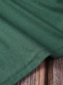 SHEIN EZwear Casual Christmas Print Short Sleeve Tee , Summer - Green - View 3