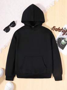 SHEIN Tween Boy Tiger & Letter Graphic Sweatshirt - Black - View 2