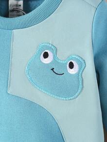 男嬰卡通刺繡衛衣和衛褲 - 藍色 - 查看 6