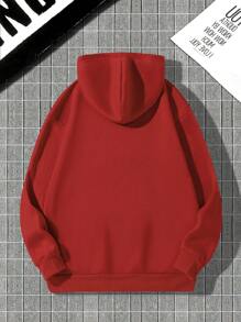 Nam In Phi hành gia Túi kangaroo Dây rút Áo hoodie ấm áp - Đỏ - Xem 2