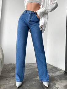 EURMUSE Jean Droit Fendu - Bleu azur - Voir 4