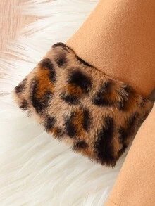 SHEIN Áo khoác bé gái Đắp vá Nút phía trước In hoa Báo - Màu Khaki - Xem 5