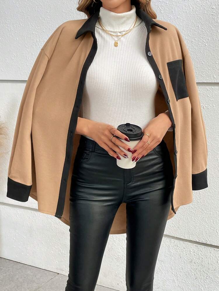 Women's Khaki Woolen Coat