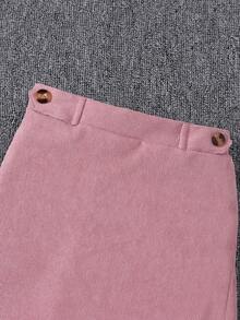 SHEIN 女小童毛茸茸袖口T恤和裙子&帽