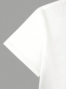 Manfinity Hypemode Áo thun nam cổ tròn tay ngắn dáng rộng có in chữ - trắng - Xem 5