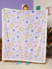 FRIENDS X SHEIN 紫色厚法蘭絨絨毯 - 紫色 - 查看 2