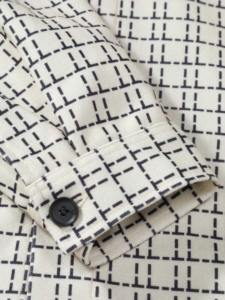 Men's Loose Fit Checkered Shacket With Flap Pockets