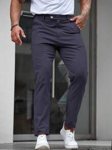 Manfinity Mode Men's Dress Pants - Navy Blue - View 4
