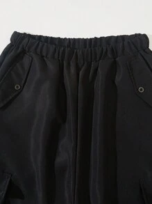 Teen Boy Flap Pocket Side Cargo Pants - Black - View 6