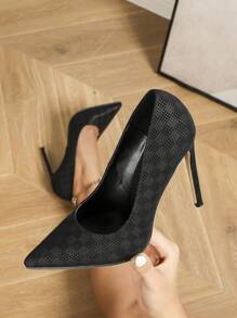 Zapatos cómodos de tacón fino y puntera fina con escote bajo para mujer para eventos de noche