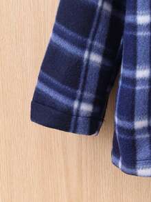 SHEIN Young Boy Plaid Shawl Collar Open Front Coat Without Sweater - Blue - View 4