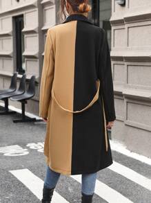 SHEIN Frenchy Hai âm Đôi ngực Thắt lưng Áo khoác - Nhiều màu - Xem 2