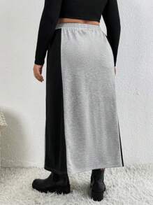 SHEIN Essnce Hơn Hai âm Eo dây rút Váy - Xám - Xem 2