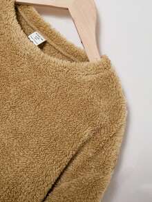 SHEIN 女大童2入組字母補丁細節落肩袖運動衫 - 彩色 - 查看 6