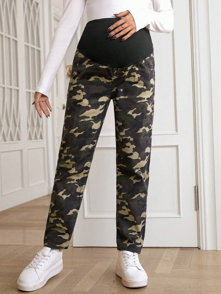SHEIN Maternity Camouflage Jeans - Multicolor - View 1