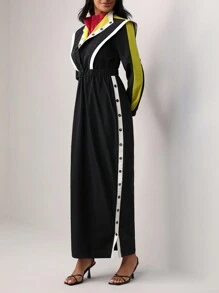 MUSE BY MONET Panel Tương phản Chi tiết Nút Đầm - màu đen - Xem 3