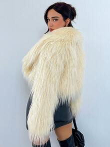 SHEIN Privé 女式純色敞開式外套 - 杏色 - 查看 2