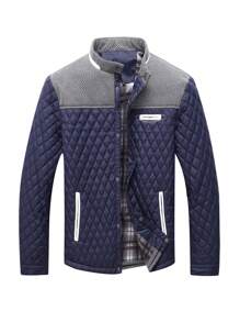 Men's Contrast Plaid Single-Breasted Warm Jacket