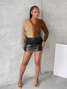 SHEIN SXY Khối màu Mặt trước Có nút Quý cô Áo len Mở , Hoàn hảo Đối với Các bữa tiệc - Nhiều màu - Xem 6