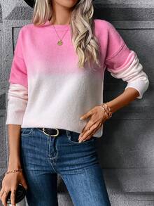 SHEIN Essnce Bóng Thả vai Áo len - Hồng - Xem 6