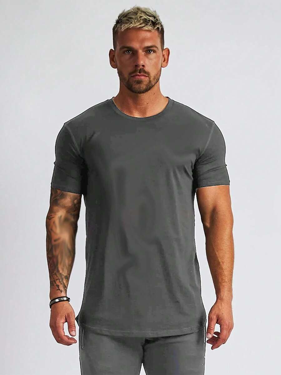 Manfinity Sport Corelite Nam Chất rắn Áo thun thể thao - Màu xám đen - Xem 1