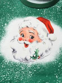 Young Girl Christmas Print Sweatshirt & Flare Leg Pants