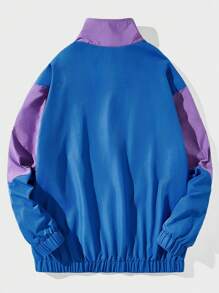 Manfinity RebelGame 宽松版型拼色字母细节拉链夹克，大码男式 - 彩色 - 查看 2