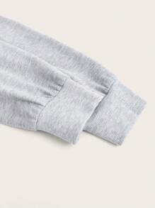 SHEIN EZwear Off Shoulder Zip Up Crop Sweatshirt - Grey - View 3