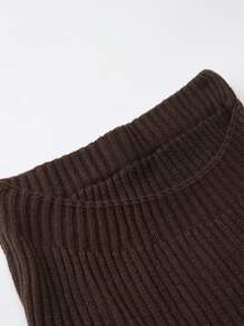 SHEIN Unity Falda tejida con suéter de hombros caídos - Café integral - Ver 3