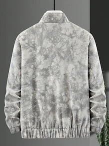 Manfinity Hypemode Loose Men's Tie Dye Letter Patch Detail Zipper Jacket Without Inner Fleece