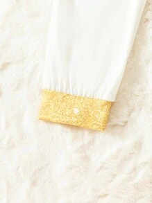 SHEIN 嬰兒女童休閒可愛卡通印花連帽連身衣,適用於家居穿著