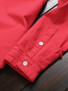 Manfinity LEGND Hombres Camisa mezclilla desgarro con bolsillo con solapa sin camiseta - Rojo - Ver 4