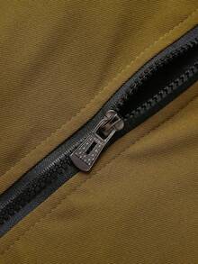Manfinity Homme Loose Fit Men's Bomber Jacket With Letter Patches And Baseball Collar - Camel - View 6
