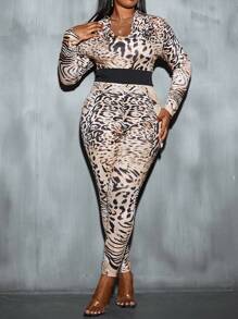 Maweii Mono Con Estampado De Leopardo De Talla Grande - Multicolor - Ver 1