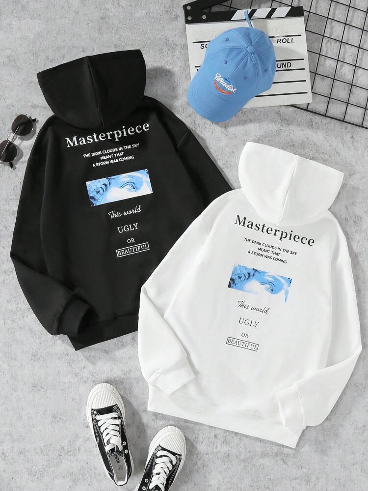 Tween Boy 2pcs Slogan & Figure Graphic Sweatshirt