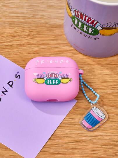 FRIENDS X SHEIN Central Perk 咖啡杯图案粉色耳机盒，礼物