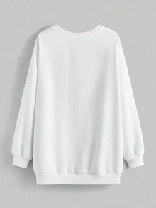 Tatiana Trad Art Sudadera De Cuello Redondo Con Letras Impresas En Talla Grande Para Mujeres - Blanco - Ver 3