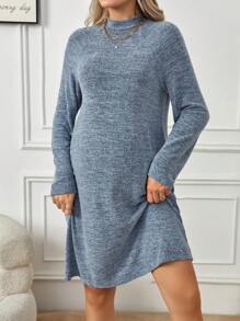 SHEIN 孕婦小高領插肩袖連身裙