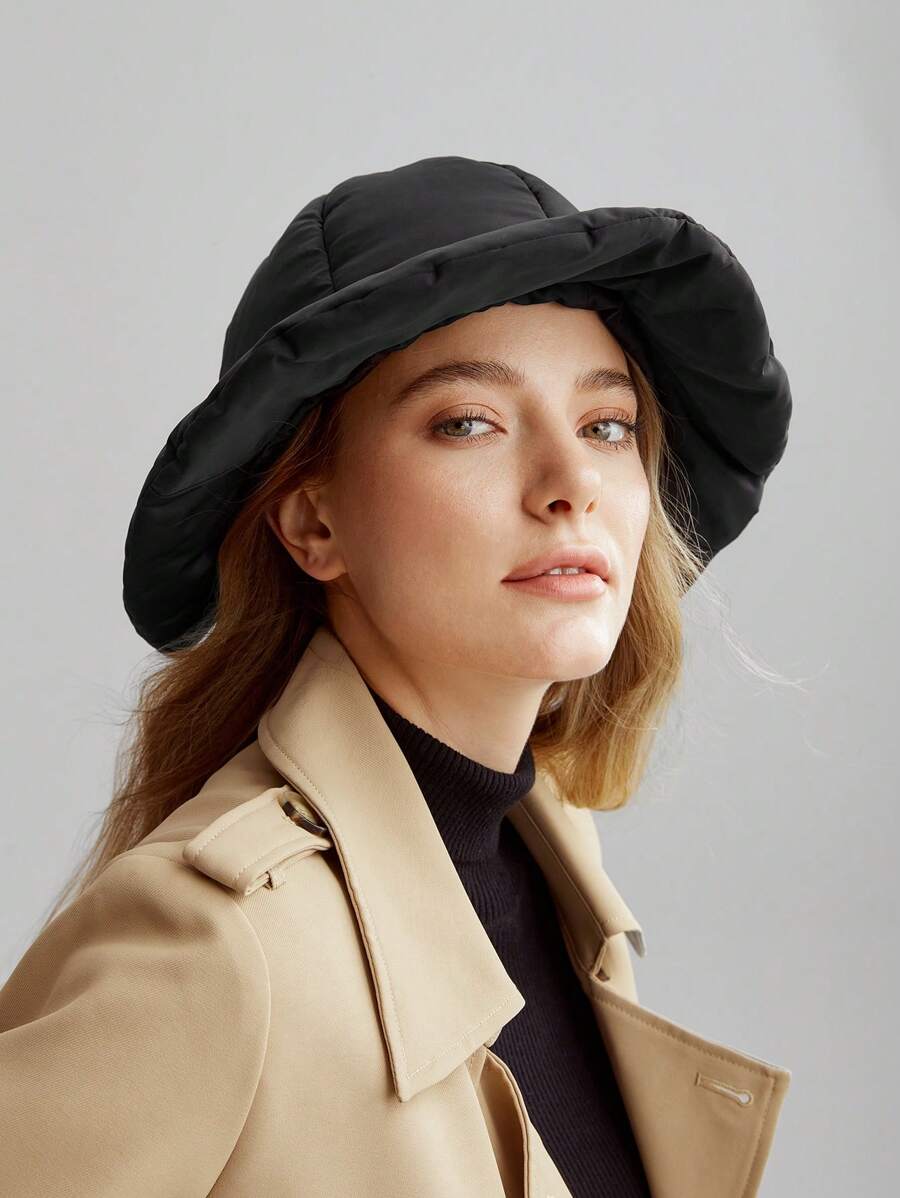 MOTF PREMIUM CURVED BLACK CASUAL BUCKET HAT - Black - View 1